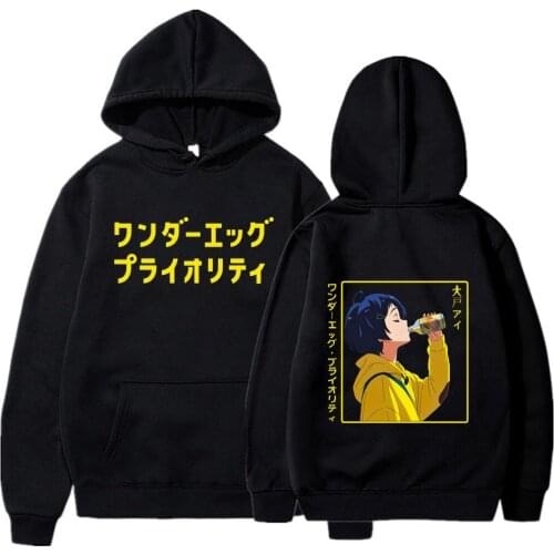 Wonder Egg Priority Print Loog Sleeve Hoodie Women Foodie Ohto Ai Like Drink Print Casual Hoodie Sweatshirt Cute Anime Hoodie