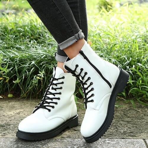 Martin Boots Plus Size Women 2021 New First Layer Cowhide Thick-Soled High-Top Womens Boots Versatile Handsome Motorcycle Boots