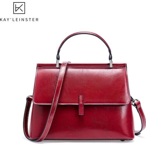 WomenS Bags 2021 Cowhide Handbags Autumn New Style Leather Shoulder Messenger Bag Fashion Texture Oil Wax Cowhide Diagonal Bag