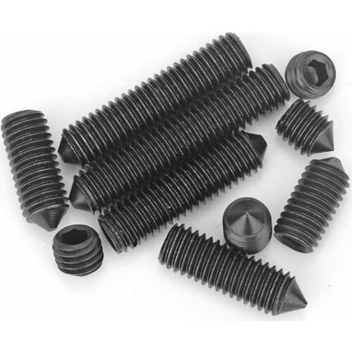 1/10/50 M6 M8 M10 M12 M16 DIN914 Black grade 12.9 steel Hex Hexagon Socket Cone Point Grub Set Screw Allen Head Tapered End Bolt