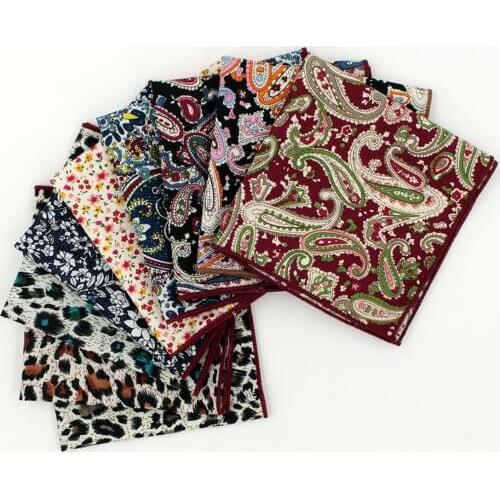 2017 Fashion Christmas Gift For Men 100% Cotton Jacquard Paisley Flowers Dots Leopard hankerchief Poket Square Hanky Wedding