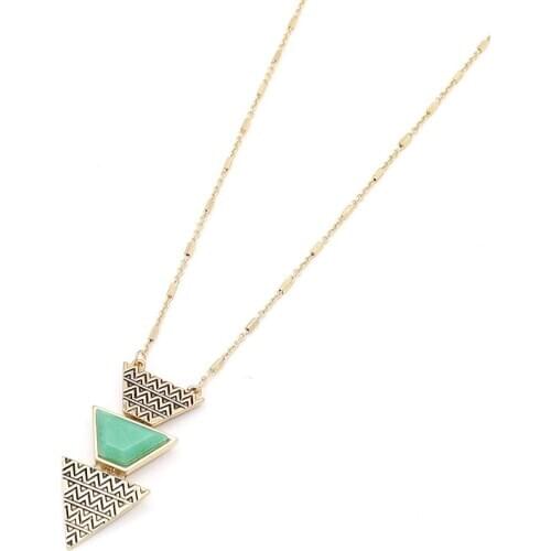 2018 new arrow stone pendant necklace traingle White green stone long statement necklace women