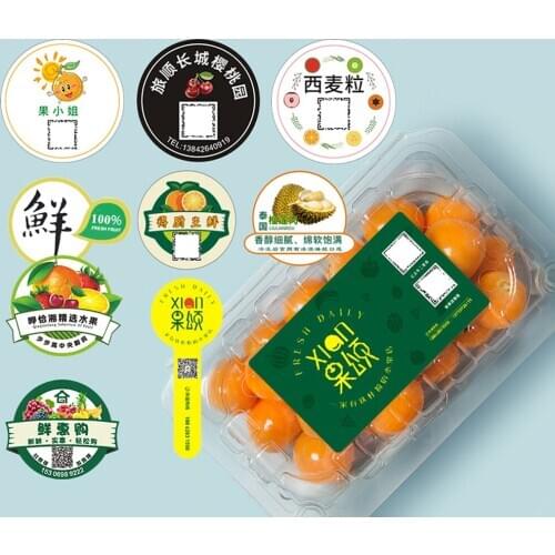 Free Design Adhesive Fruits Labels Customizing Food Packaging Stickers