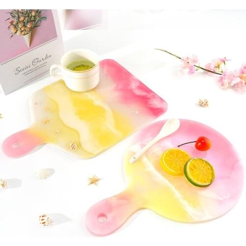 Large Round Epoxy Resin Mold Handle Tray Coaster Silicone Mold For Crystal Mirror Swing Table Epoxy Mold Home Resin Decoration