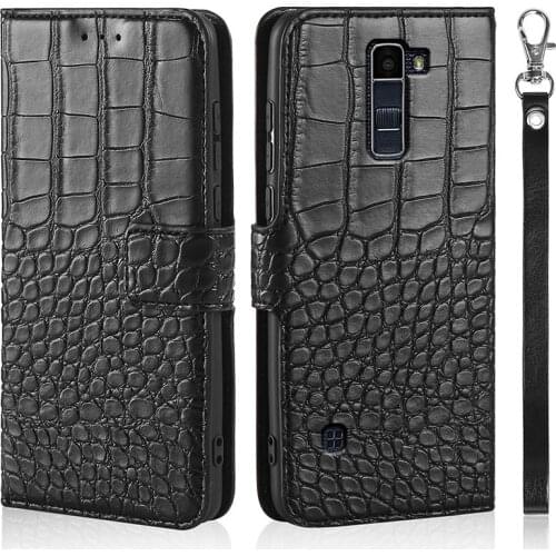 Phone Case for LG K10 LTE M2 F670 Q10 K420N K430 K430DS K10 2016 Case Wallet Crocodile Texture Leather Book Design Phone Coque