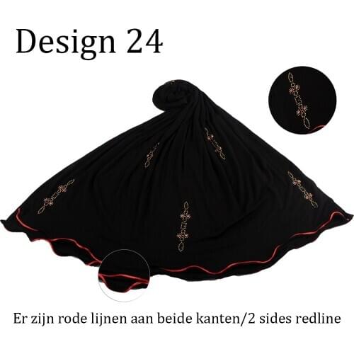 D24-New Custome stretchy Jersey fabric Printing Scarf with stones 2 sides red line for muslim women 2020 netherlands
