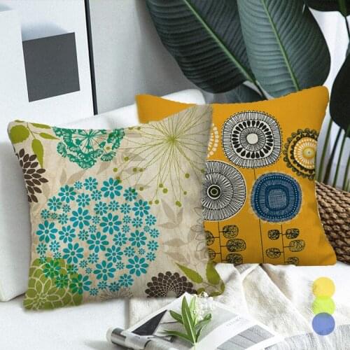 Flowers Plants Pattern Decorative Cushion Cover for Sofa Fauxlinen Cushions Simplicity Pillows Case Living Room Throw Pillows