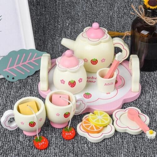 Children Wooden Simulation Teacup Afternoon Tea Kitchen Pretend Play Toy Gifts