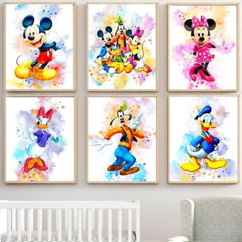 Disney Cartoon Canvas Painting Mickey Mouse and Donald Duck Posters and Prints Cuadros Wall Art Picture for kids Room Decor