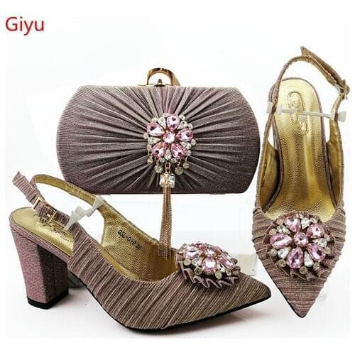 Doershow nice looking Italian Matching Shoes And Bag Set African Style Ladies red Shoes And Bag To Match For Wedding HIA1-4