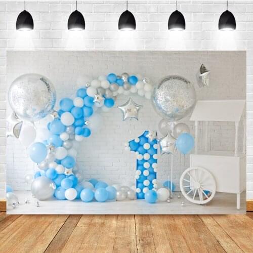 Laeacco Indoor Brick Wall Balloon Baby 1th Birthday Party Portrait Custom Photography Backdrop Photo Background For Photo Studio