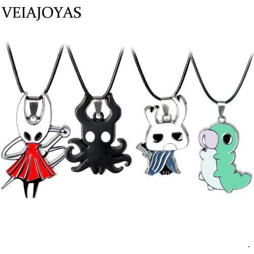 Game Hollow Knight Pendant Necklace Black Octopus Alloy Car Keychain Rope Chain Choker Necklace for Women Men Jewelry Souvenir