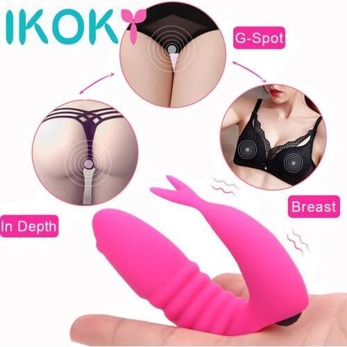 IKOKY Finger Sleeve Vibrator Female Masturbator G-Spot Massage Clit Stimulate Sex Toys For Women Lesbian Orgasm Adult Products