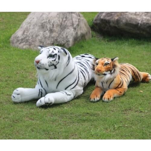 Simulation tiger plush toy white or yellow lying tiger soft doll kids toy throw pillow decoration birthday gift h0836