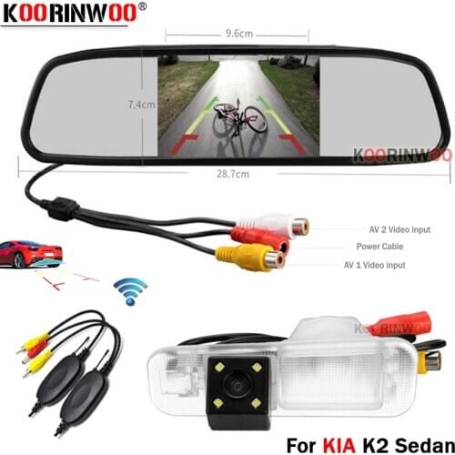 Koorinwoo CCD Wide Angel Car rear view camera for KIA/RIO Sedan with 4.3" Colorful LCD Mirror Monitor Video Parking Assistance
