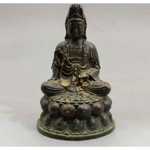 China brass Goddess of mercy Buddha small crafts statue