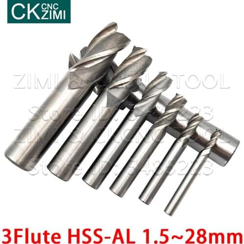 1.5-28mm End Mill 3F Flute HSS End Mill Cutter CNC Router Bit Milling Tool lengthening Bit Ball Nose End Mills machine End Mills