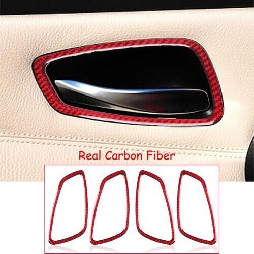 Red Carbon Fiber Inner Door Handle Bowl Trim For BMW 3 Series E90 E92/93 2005-12