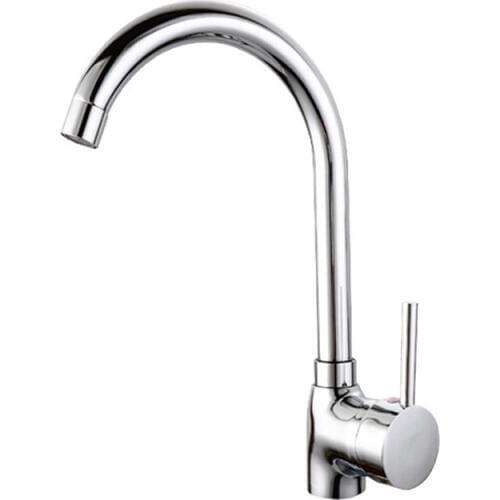 Temkunes Kitchen Faucet Electroplating Chrome Modern Kitchen Faucet Mixer Tap Ceramic Valve Core Single Holder Single Hole