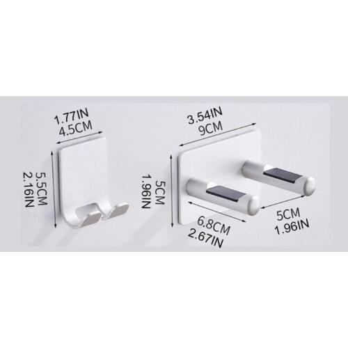 Metal Wall Mount Bracket Waterproof Punch-free Storage Hook Hanger for Hair Dryer Power Cable Holder