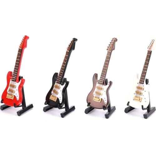 1 Set Mini Electric Guitar Model Miniature Decoration Musical Instruments with Case and Stand