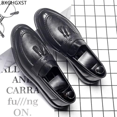 Black Leather Pointed Shoes Men New 2021 party shoes for men penny loafers men Casual business shoes men chaussure homme zapatos