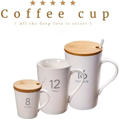 Makeup Gift Mug Creative Milk Glass Customized Ceramic Wholesale Coffee Mug with Lid Spoon 301-400ml Gift Bag Coffee Cup Set