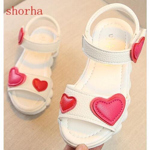 Shorha New Children Girls Summer Shoes Kids Sandals for Girls PU Leather Flowers Princess Shoes Girls Sandals
