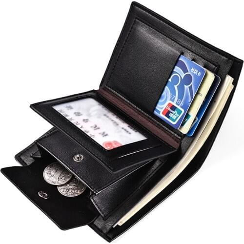New Men Short Wallet Male Small Korean Multiple Card Position Buckle Hasp Coin Purse 3 Fold Leather Coin Purse
