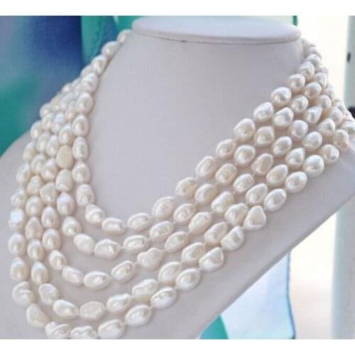 NEW 10-13mm SOUTH SEA white baroque pearl necklace 100" earring set