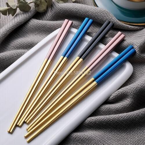 Stainless Steel Chopsticks Household Single Pack A Pair of 5/10 Couples High-grade Anti-slip Anti-mold Tachya Set
