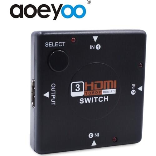 AOEYOO 3 port HDMI Switch Switcher 3 In 1 Out HDMI Switcher 3 Portas 3X1 Splitter Box Port for HDTV 1080p Video HDMI Adapter
