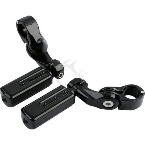 Motorcycle Foot Pegs Footrests with 1.25 " Short Angled Adjustable Mount For Harley Touring Iron 883 1200 Softail