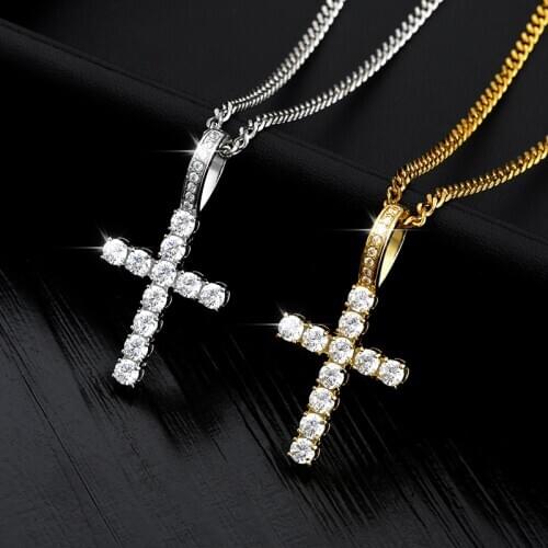 Cross Necklace For Women Men Zircon Choker Necklace Gold Sliver Color Chain Stainless Steel Necklae Hip Hop Jewelry Christmas