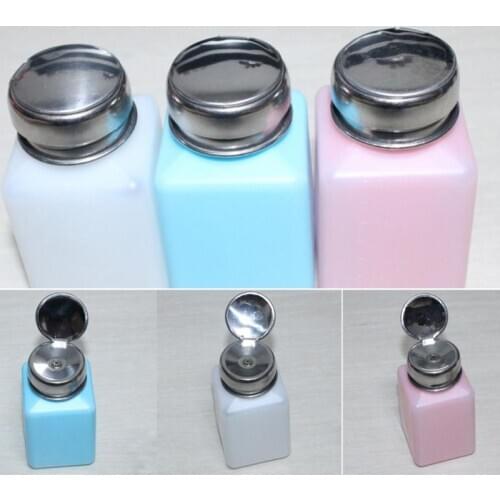 Portable Nail Art 200ML Empty Pump Dispenser For Nail Art Polish Liquid Bottle Tool 3 Colors