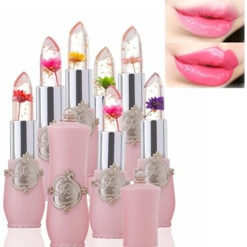 6 colors flower jelly transparent waterproof discoloration lipstick God lips temperature Discoloration lasting lipstick