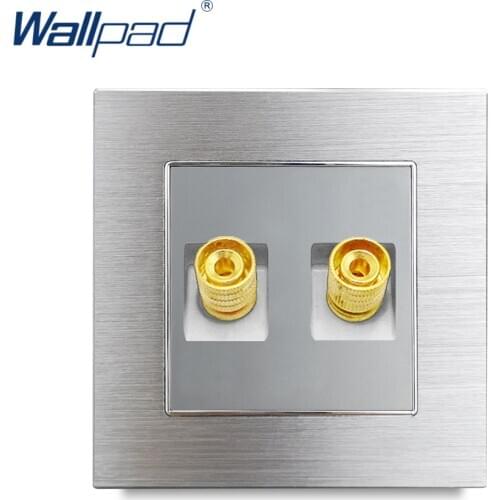 Silver Pin Audio Socket Wallpad Smart Home Satin Metal Panel Electric Wall Electrical Audio Outlets