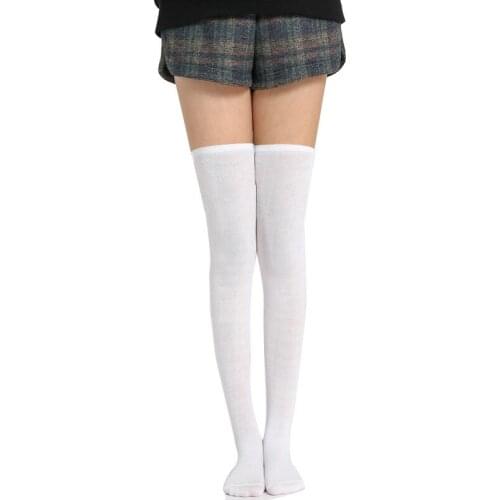 Sexy Black White Soild Color Long Socks Women Over Knee Thigh High Over The Knee Stockings Lolita Ladies Girls Warm Knee Socks