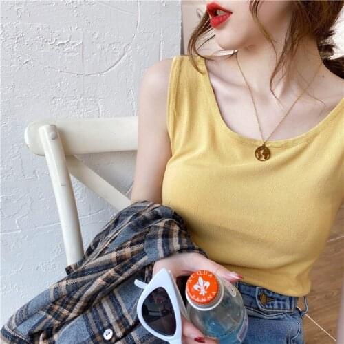 Women Knitted Camisoles Summer Casual Slim Out Wear Short Sleeveless Tank Tops