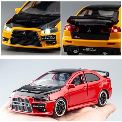 1:32 Mitsubishis Lancer X10 Alloy Car Diecast High Simulation Model Toy Vehicle Sound and Light Metal Car Collection Toys Boys