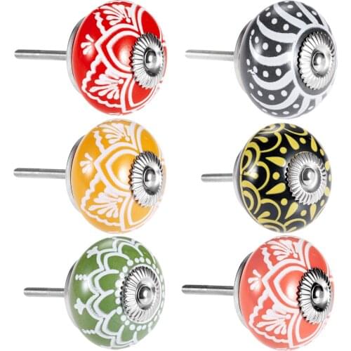1Pc Colorful Ceramic Round Knob Single hole European Door Knobs Cupboard Handles Drawer Kitchen Modern Pull Knob 40mm