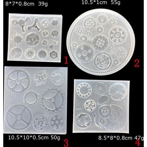 1pcs gearwheel Shape Charms Craft DIY Transparent UV Resin Liquid Silicone Combination Molds Silicone Mould handmade molds