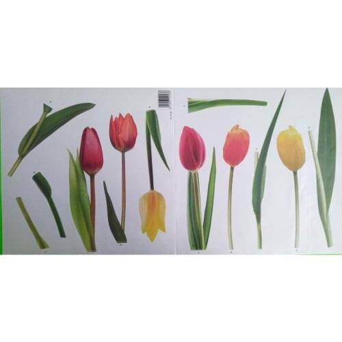 12 packs/box TULIPS PVC Sticker DIY Wall Kitchen Kids Living Room Door Plate Cup Vase Tile Accessory Functional Toy Hobby