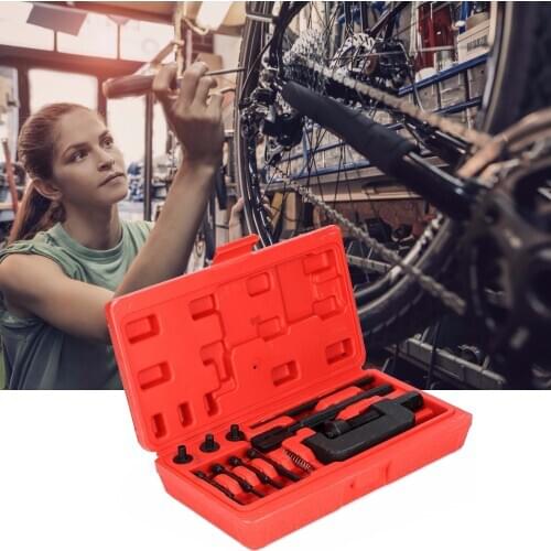 13Pcs Bicycle Timing Chain Removal Tools Motorcycle Riveting Repair Universal Tool Timing Chain Breaker Set Bicycle Repair Tool