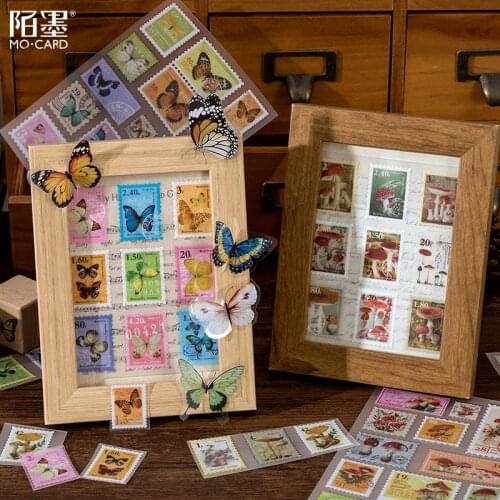 2 Pcs Retro Flowers Post Stamp Stickers Vintage Postage Stamps Assortment Adhesive Paper Sticker Decor Envelope Bag Seal