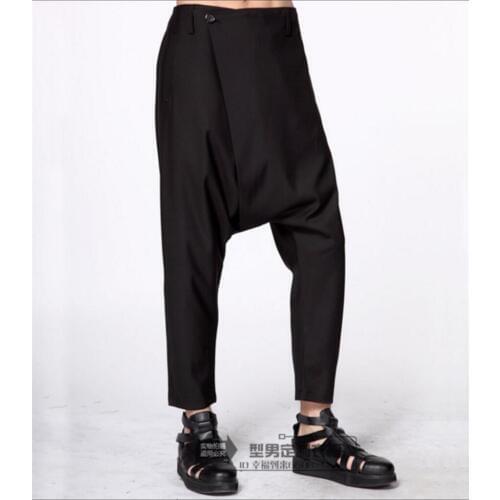 27-44 New Spring And Autumn Men Hairstylist Casual Pants Large Size Loose Low Crotch Pants Cross-pants Fashion Youth Harem Pants
