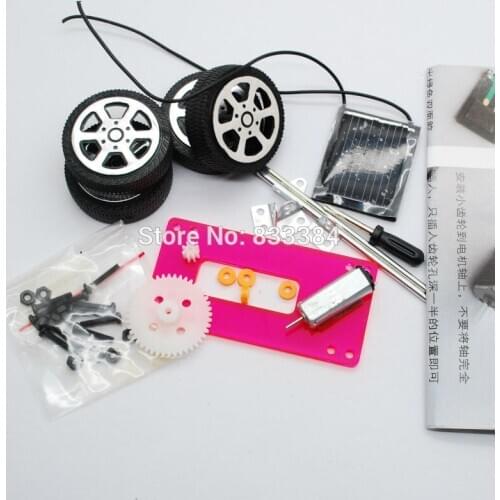 5pcs DIY Pink mini solar car Model mini of delight solar power technology for production technology teenager enlightenment