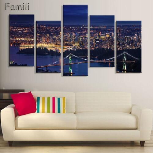 New 5 Pcs UnFramed Large HD Night View NO Frame Canvas Print Painting For Living Room Wall Art Picture Gift Decoration Home