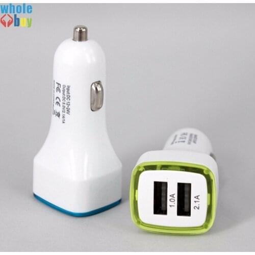 100pcs/lot Square-rocket-car-charger-two-USB-quick-charge-vehicle-mounted-mobile-charger-LED