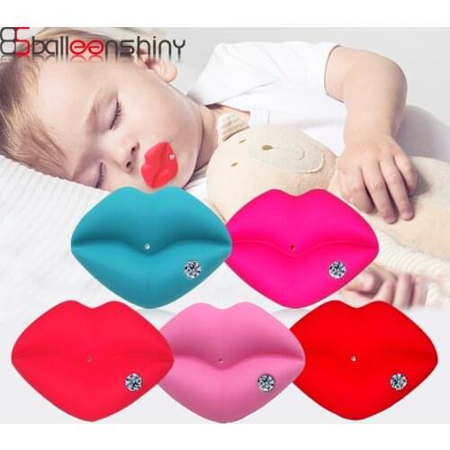 BalleenShiny Baby Red Mouth Lips Pacifiers With Diamond Infant Soft Silicone Nipple Baby Teether Soothers Teeth Care